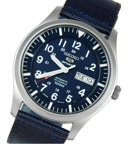Relógio Seiko 5 Snzg11k1 Sports Automático Cor Da Correia Azul Cor Do Bisel Prateado Cor Do Fundo Azul