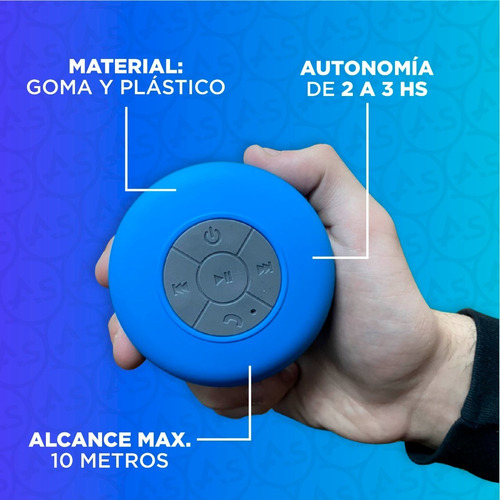 Imagen 5 de 10 de Parlante Portátil Para Ducha Bluetooth Resistente Agua Usb