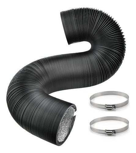 Flexible 4 Inch Air Aluminum Ducting Vent Hose Black Th...