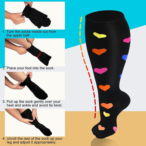 -4 Pares De Calcetines De Compresión De Talla Grande, Calcet