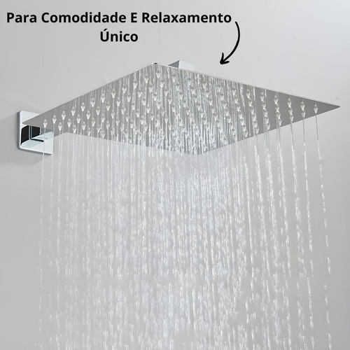 Chuveiro Quadrado Prata 30cm Monocomando C/ Duchinha