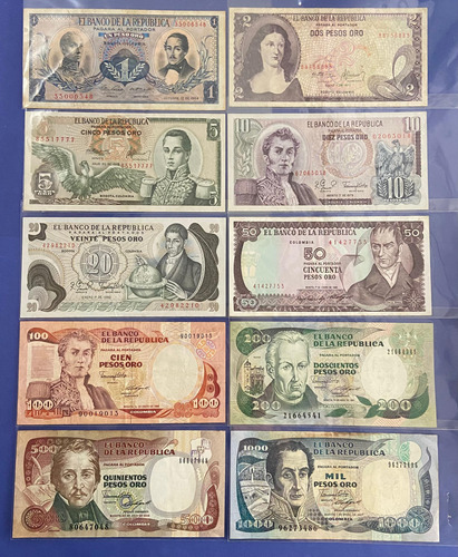 10 Billetes Antiguos Colombianos 