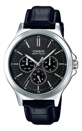 Relógio masculino Casio Elegant MTP-V300l-1a em couro multifuncional