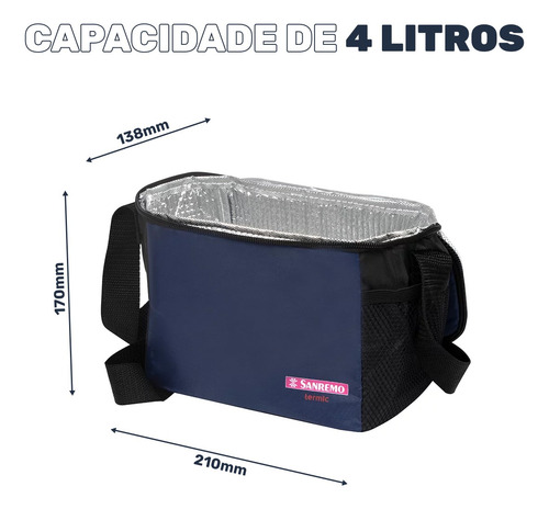 Bolsa Térmica 4 Litros Isotérmica Azul Com Alça Sanremo