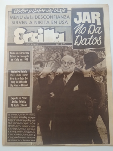 Revista Ercilla N° 1.270 01 De Enero De 1958. J