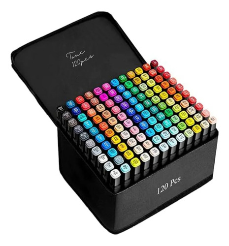 Kit 120 Canetas Cabeça Dupla Colorida + 2 Caderno De Colorir