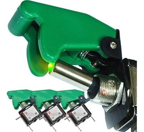 Imagem 1 de 2 de Kit Chave Botão Caça Led Neon Verde Painel Som Nitro Tictac
