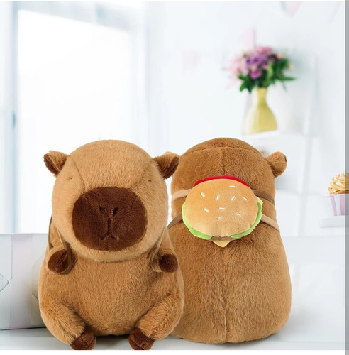 Peluche Almohada Con Manta Capibara Con Mochila Hamburguesa Capibara Mochi Hamrguesa