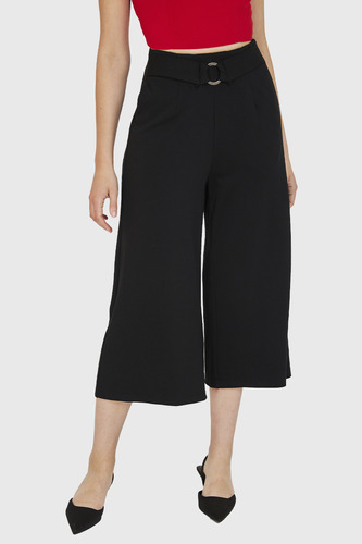 Pantalón Culotte Hebilla Negro Nicopoly