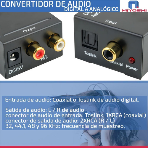 Convertidor Audio Digital Toslink Optico Coaxial A Rca Nuevo