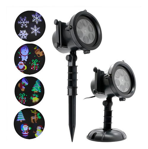 Espeto Led Natal 12 Desenhos Natalinos E Pontos De Luz Ip65 Carcaça Preto Luz Rgb 110v 220v (bivolt)