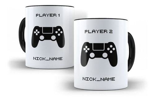 Caneca Casal Gamer Personalizada - Com Seus Nomes - 2 Uni