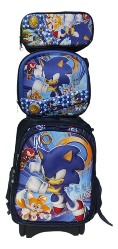 Mochila Primaria Sonic Con Llantas O Ruedas (Reacondicionado)