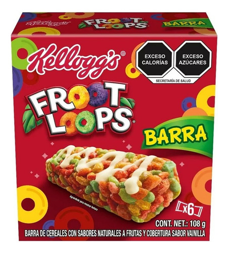 3 Pza Barras De Cereal Kellogg's Froot Loops 5 Barras De 21