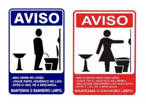 Placa Aviso - Não Jogue Papel no Vaso Sanitário - Iplacas Sinalização