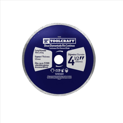 Disco Diamantado Corte Continuo 4 1/2  Toolcraft Tc2432 Color Azul