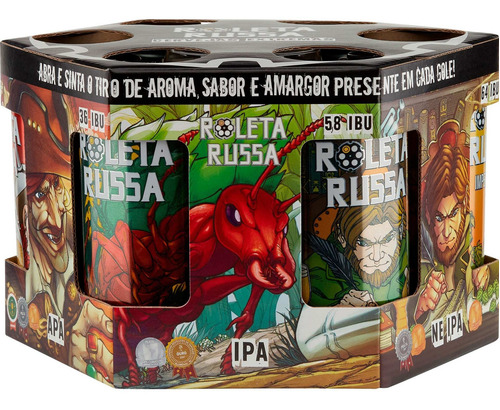 Kit Para Presente Roleta Russa C/ 6 Latas 350ml + Copo