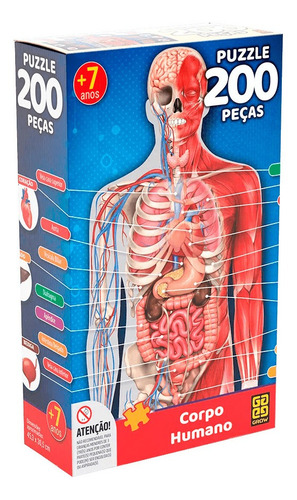 Quebra-Cabeça Puzzle Corpo Humano 200 Peças Grow