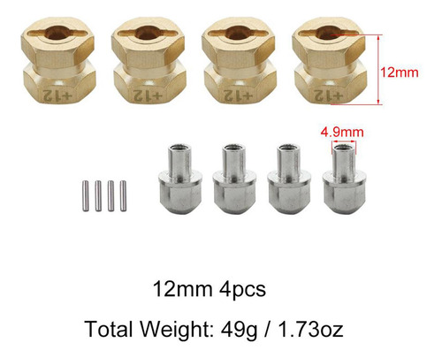 4 Piezas 12mm Cubo Hexagonal De Aluminio 12/15/17mm 12 Mm