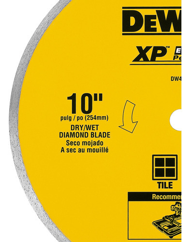 Disco Diamante 10 Rin Continuo Dewalt Dw4761 Color Amarillo