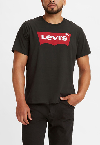 Polera Hombre Lisa Con Logo Negro Levis 17783-0137