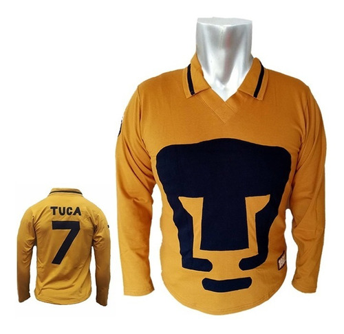 Playera Pumas Unam Retro Tuca 7 Cuello Polo  Manga Larga 