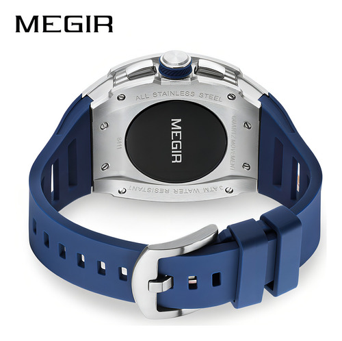 Reloj De Cuarzo Megir Luminous Calendar Con Cronógrafo Color De La Correa Blue/sliver