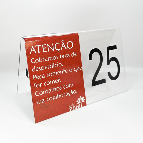 Placa Mesa Bar Numero Restaurante Logo 25pç Acrílico