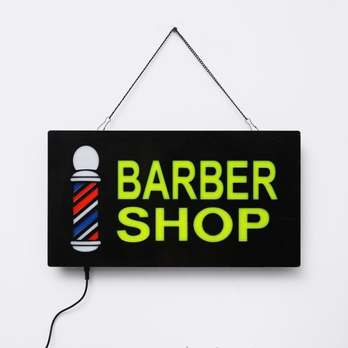 Anuncio Letrero Publicitario Con Luz Led Barber Shop 