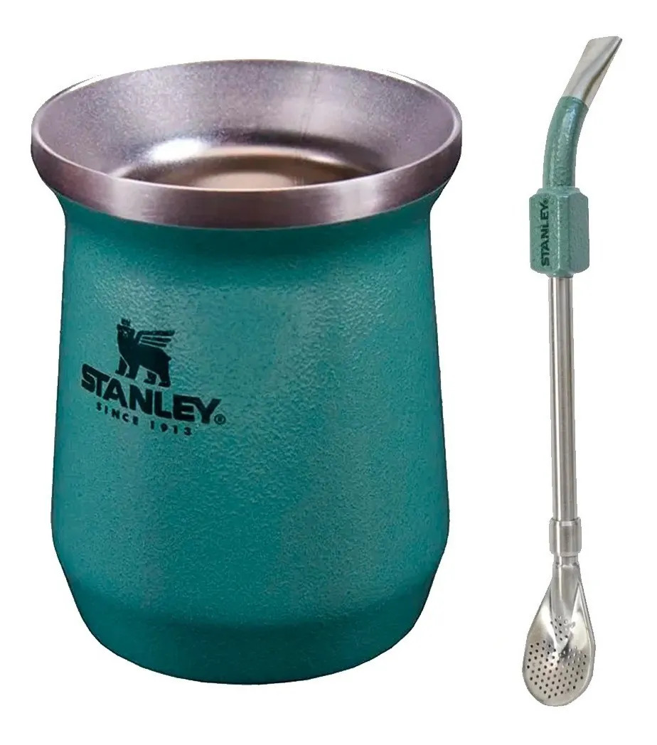 Combo Mate Stanley Clasico 236 Ml + Bombilla Spoon Color Mate Verde / Bombilla Verde Combo Mate Y Bombilla