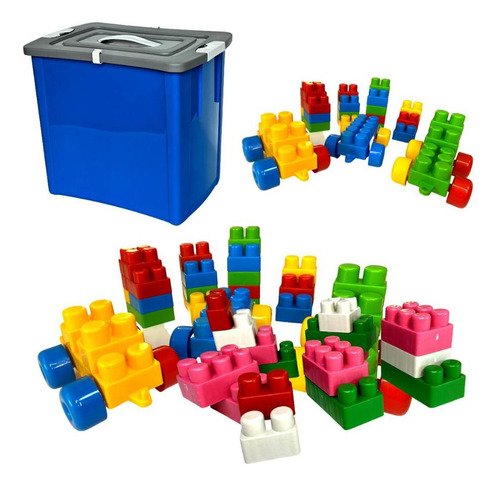 Blocos De Montar Baby 208 Peças, Com Caixa Box De 27 Litros
