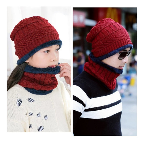 Gorro Bufanda Cuello Unisex Invierno Frío Color Negro Talla Unitalla