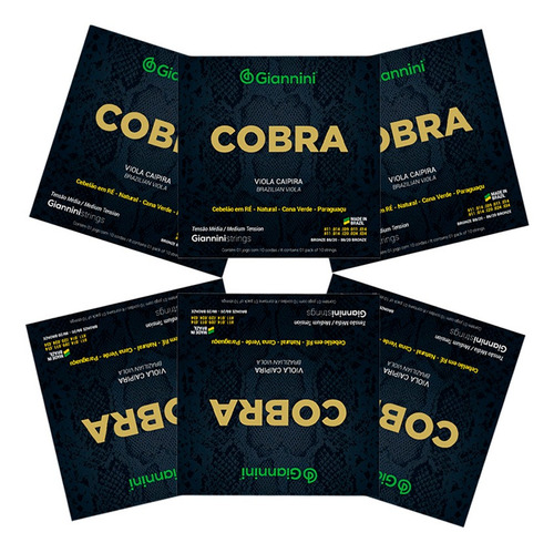 Kit 6 Encordoamento Viola Giannini Cobra Cebolao Em Re Cv82m