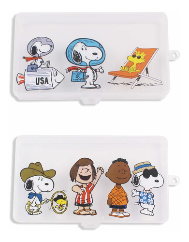 2 Piezas Set Clear Snoopy Woodstocks Caja De Máscara P...