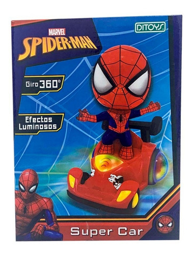 Muñeco Spiderman Auto Super Car Luz Ditoys