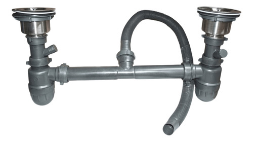 Sifón Doble Flexible Fregadero 1 1/2'' Con Rejilla 4''