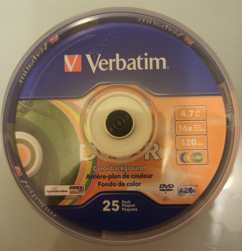 Dvd-r Grabable X25 Uni. 4.7gb 16x Alta Velocidad Verbatim
