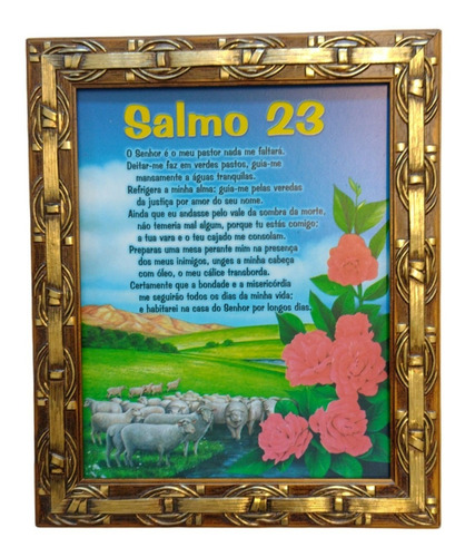 Imagem 1 de 3 de Quadro Religioso Bíblia Salmo 23 - 30cm X 25cm