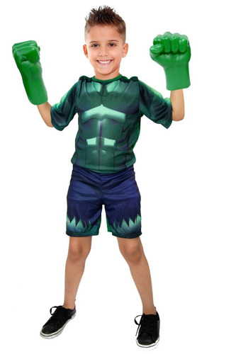 Fantasia Hulk Com Luvas Meninos Infantil