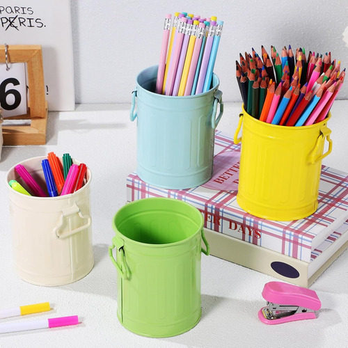 4 Soportes De Metal Para Lápices De Colores, Cubos De Metal