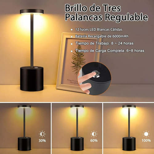 Lámpara De Buró Escritorio Mesa Led Luz Noche Regulable 2pcs