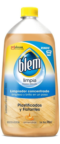 Limpiador Pisos Plastificados Flotantes Blem Almendras 800ml