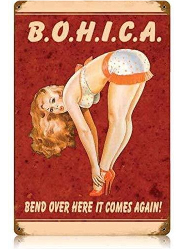 Vintage Bohicapinup Girl L Tin Signs 8 X 12 Pulgadas Pa...