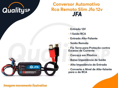 Conversor Rca Remoto Slim Automotivo Jfa 12v