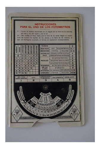 Antiguo Fotómetro De Tarjeta Para Placas Capelli