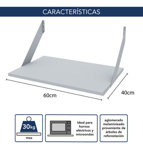 Estante Repisa Cocina Microondas Horno Electrico 60 X 40 Cm