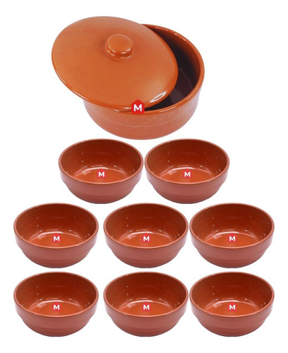 Set Cacerola Barro Esmaltada 24 Cm + 18 Cazuela 17 Cm Horno