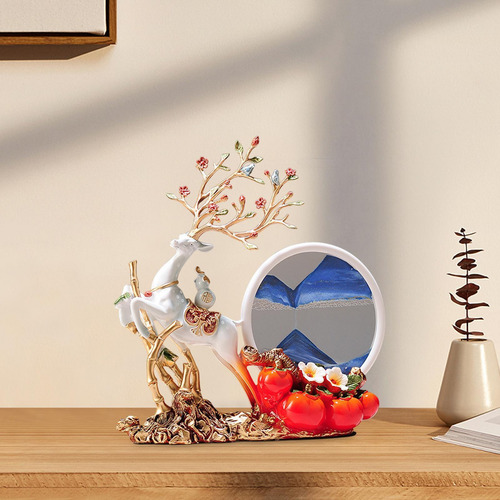 Imagen Decorativa Con Arena , Escultura De Ciervo Para