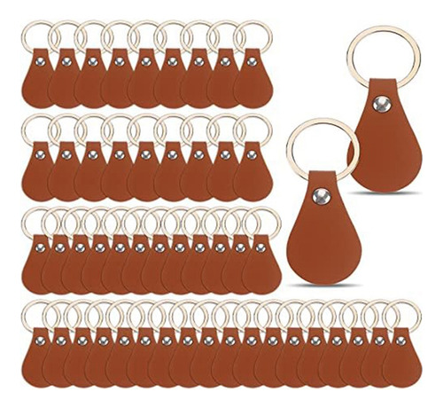 50 Peças De Chaveiros De Couro Diy Brown Blank Key Fob Rivet