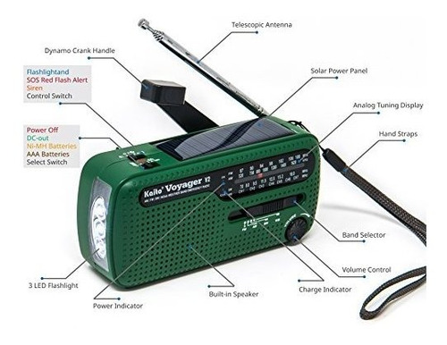 El Mejor Am/fm Portátil Con Solar/manivela De Noaa, Onda Cor